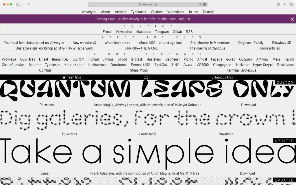 Velvetyne, otro portal de fuentes gratuitas